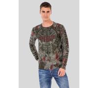 Cipo & Baxx Herren Sweatshirt CL466 Anthrazit - Stylischer Pullover im Modernen Streetwear Look mit Rundhals & Print - Bequemer Sweater für Alltag, Freizeit & Party - CL466 Anthrazit S
