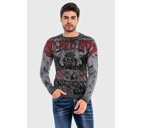 Cipo & Baxx Herren Sweatshirt CL455 Anthrazit - Stylischer Pullover im Modernen Streetwear Look mit Rundhals & Print - Bequemer Sweater für Alltag, Freizeit & Party - CL455 Anthrazit S