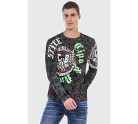 T-Shirt CIPO & BAXX "Sweatshirts", Herren, Gr. S, schwarz, 95% Baumwolle, 5% Elasthan, bedruckt, regular fit, Shirts T-Shirt, mit trendigem Print (65755353-S) schwarz