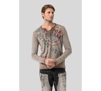 Cipo & Baxx Herren Sweatshirt CL512 Braun - Stylischer Pullover im Modernen Streetwear Look mit Rundhals & Print - Bequemer Sweater für Alltag, Freizeit & Party - CL512 Braun XL