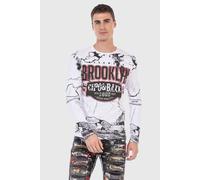 T-Shirt CIPO & BAXX "Sweatshirts", Herren, Gr. XL, weiß, 95% Baumwolle, 5% Elasthan, bedruckt, regular fit, Rundhals, Shirts T-Shirt, mit Print und Allover-Muster (56584938-XL) weiß