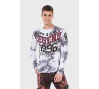 Cipo & Baxx Herren Sweatshirt CL486 Weiß - Stylischer Pullover im Modernen Streetwear Look mit Rundhals & Print - Bequemer Sweater für Alltag, Freizeit & Party - CL486 Weiß XL