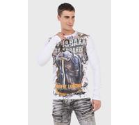 Cipo & Baxx Herren Sweatshirt CL452 Weiß - Stylischer Pullover im Modernen Streetwear Look mit Rundhals & Print - Bequemer Sweater für Alltag, Freizeit & Party - CL452 Weiß XXL