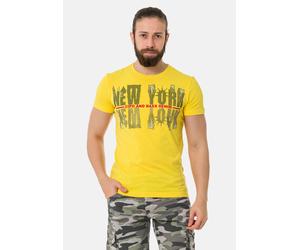 T-Shirt CIPO & BAXX "T-Shirt", Damen, Gr. L, gelb, 95% Baumwolle, 5% Elasthan, bedruckt, regular fit, Rundhals, Shirts T-Shirt, mit New York-Motiv (90927566-L) gelb