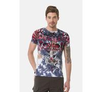 T-Shirt CIPO & BAXX "T-Shirt", Damen, Gr. S, lila (indigo), 95% Baumwolle;5% Elasthan, bedruckt, regular fit, Rundhals, Shirts T-Shirt, im Batik-Look mit Print (77770817-S) indigo