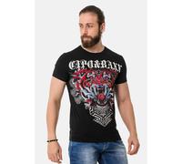 Cipo & Baxx Herren Strasssteine T-Shirt Print Kurzarm CT729 Schwarz L