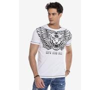 T-Shirt CIPO & BAXX "T-Shirt", Herren, Gr. L, weiß, 95% Baumwolle, 5% Elasthan, bedruckt, regular fit, Rundhals, Shirts T-Shirt, mit trendigem Frontprint als Highlight (38861117-L) weiß