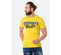 T-Shirt CIPO & BAXX "T-Shirt", Herren, Gr. M, gelb, 95% Baumwolle, 5% Elasthan, bedruckt, regular fit, Rundhals, Shirts T-Shirt, extravaganter Marken-Schriftzug (96355214-M) gelb