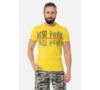 T-Shirt CIPO & BAXX "T-Shirt", Herren, Gr. M, gelb, 95% Baumwolle, 5% Elasthan, bedruckt, regular fit, Rundhals, Shirts T-Shirt, mit New York-Motiv (90927566-M) gelb