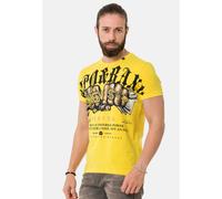 T-Shirt CIPO & BAXX "T-Shirt", Herren, Gr. S, gelb, 95% Baumwolle, 5% Elasthan, bedruckt, regular fit, Rundhals, Shirts T-Shirt, mit Rundhals-Ausschnitt (20263842-S) gelb