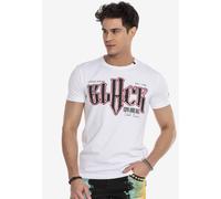 T-Shirt CIPO & BAXX "T-Shirt", Herren, Gr. S, weiß, 95% Baumwolle, 5% Elasthan, bedruckt, regular fit, Rundhals, Shirts T-Shirt, mit großem Frontprint ein Highlight (57214739-S) weiß