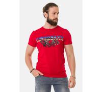 T-Shirt CIPO & BAXX "T-Shirt", Herren, Gr. XL, rot, 95% Baumwolle, 5% Elasthan, bedruckt, regular fit, Rundhals, Shirts T-Shirt, extravaganter Marken-Schriftzug (44034167-XL) rot