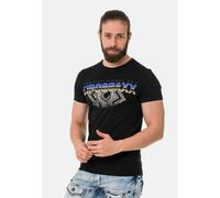 T-Shirt CIPO & BAXX "T-Shirt", Herren, Gr. XL, schwarz, 95% Baumwolle, 5% Elasthan, bedruckt, regular fit, Rundhals, Shirts T-Shirt, extravaganter Marken-Schriftzug (21436760-XL) schwarz