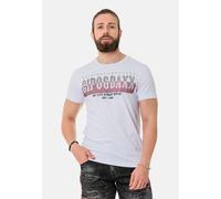 Cipo & Baxx Herren Kurzarm Strasssteine T-Shirt Print Rundhals Baumwolle CT731 Weiß XXL
