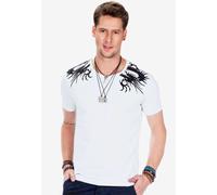 T-Shirt CIPO & BAXX "T-Shirts", Damen, Gr. M, weiß, 95% Baumwolle, 5% Elasthan, bedruckt, regular fit, Rundhals, gerader Abschluss, Shirts T-Shirt, mit Totenkopf-Print, CT-376 (47685258-M) weiß