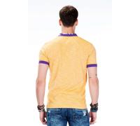 T-Shirt CIPO & BAXX "T-Shirts", Herren, Gr. M, gelb, 50% Baumwolle, 50% Polyester, meliert, slim fit, Rundhals, Rippbündchen, Shirts T-Shirt, mit melierter Optik, CT-416 (78580867-M) gelb