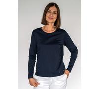 T-Shirt CLARINA "VERENA", Damen, Gr. 48, blau (marine), Obermaterial: 100% Baumwolle., unifarben, comfort fit, Rundhals, Langarm, Shirts, Pima Cotton Interlock (53185543-48) marine