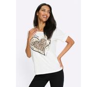 T-Shirt CLASSIC BASICS "Kurzarm-Shirt", Damen, Gr. 46, weiß (ecru, goldfarben), 100% Baumwolle, bedruckt, gemustert, Rundhals, Shirts T-Shirt (92378611-46) ecru, goldfarben