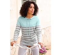 T-Shirt CLASSIC BASICS "Langarm-Shirt", Damen, Gr. 44, blau (mint, grau, geringelt), 91% Baumwolle, 9% Polyester, gemustert, gestreift, mehrfarbig, Shirts T-Shirt (85057965-44) mint, grau, geringelt