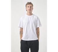 T-Shirt CLEPTOMANICX "Boxy Tee Ligull Boxy Crop", Herren, Gr. L, weiß, 100% Baumwolle, bestickt, kurz, Rundhals, Shirts T-Shirt, mit lockerem Schnitt (94136822-L) weiß