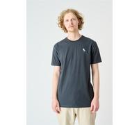 T-Shirt CLEPTOMANICX "Embro Gull", Herren, Gr. S, bunt (dunkelgrau, blau), 100% Baumwolle, bestickt, normal, Rundhals, Shirts T-Shirt, mit Gull-Stickerei (23868329-S) dunkelgrau, blau