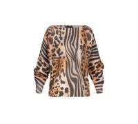 T-Shirt CLOUD 5IVE "CLOUD 5IVE Shirt mit Leo-Print beige", Damen, Gr. M, braun (beige), 100% Polyester, normal, Rundhals, Shirts T-Shirt (98952434-M) beige