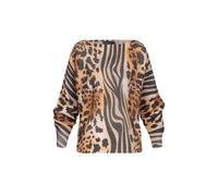 T-Shirt CLOUD 5IVE "CLOUD 5IVE Shirt mit Leo-Print beige", Damen, Gr. S, beige, 100% Polyester, animal-print, normal, Rundhals, Shirts T-Shirt (98952434-S) beige