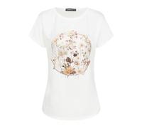 T-Shirt CLOUD 5IVE "CLOUD 5IVE Viskose T-Shirt mit Blumen Print", Damen, Gr. S, weiß, 95% Viskose, 5% Elasthan, geblümt, normal, Rundhals, Shirts T-Shirt (40070547-S) weiß