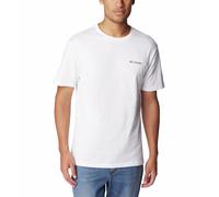 T-Shirt COLUMBIA "CSC BASIC LOGO SHORT SLEEVE", Herren, Gr. S, weiß (weiß, lc cs), Obermaterial: 60% Baumwolle, 40% Polyester, Shirts T-Shirt, kurze Ärmel, sportlicher Stil, für Wandern und Trekking (