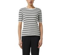 T-Shirt COMMA, Damen, Gr. 36, ecru schwarz, Single Jersey, Obermaterial: 90% Viskose, 5% Elasthan, 5% metallisierte Fasern, gestreift, tailliert hüftbedeckend, Rundhals, Shirts T-Shirt, im Streifen-De