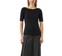 T-Shirt COMMA, Damen, Gr. 36, schwarz, Single Jersey, Obermaterial: 92% Viskose, 8% Elasthan, unifarben, körpernah hüftbedeckend, U-Boot-Ausschnitt, Shirts T-Shirt, halbarm, mit U-Boot.Ausschnitt (232