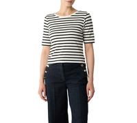 T-Shirt COMMA, Damen, Gr. 36, sanftes weiß stripe, Single Jersey, Obermaterial: 92% Viskose, 8% Elasthan, gestreift, casual, regular fit taillenbedeckt, Rundhals, Kurzarm, Shirts, mit Streifen Muster