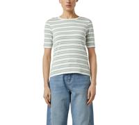 T-Shirt COMMA, Damen, Gr. 38, ecru mint, Single Jersey, Obermaterial: 90% Viskose, 5% Elasthan, 5% metallisierte Fasern, gestreift, tailliert hüftbedeckend, Rundhals, Shirts T-Shirt, im Streifen-Desig
