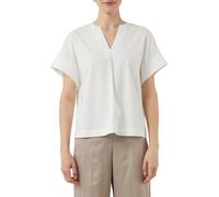 T-Shirt COMMA, Damen, Gr. 40, weiß, Single Jersey, Obermaterial: 100% Baumwolle, unifarben, casual, regular fit taillenbedeckt, Rundhals, Kurzarm Bündchen, Shirts, mit geschlitztem Rundhalsausschnitt 
