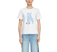 T-Shirt COMMA, Damen, Gr. 40, weiß, Single Jersey, Obermaterial: 57% Baumwolle, 37% Modal, 6% Elasthan, bedruckt, regular fit normal, Rundhals, gerader Abschluss, Shirts T-Shirt, mit Artwork (72425200