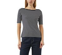 T-Shirt COMMA, Damen, Gr. 42, blau stripes, Single Jersey, Obermaterial: 92% Viskose, 8% Elasthan, gestreift, tailliert hüftbedeckend, U-Boot-Ausschnitt, Shirts T-Shirt, im Streifen-Design (81000068-4