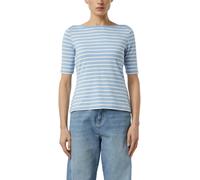 T-Shirt COMMA, Damen, Gr. 44, blau stripes, Single Jersey, Obermaterial: 92% Viskose, 8% Elasthan, gestreift, tailliert hüftbedeckend, U-Boot-Ausschnitt, Shirts T-Shirt, im Streifen-Look (89028826-44)