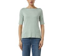 T-Shirt COMMA, Damen, Gr. 44, mint stripes, Single Jersey, Obermaterial: 92% Viskose, 8% Elasthan, gestreift, tailliert hüftbedeckend, U-Boot-Ausschnitt, Shirts T-Shirt, im Streifen-Look (55354767-44)