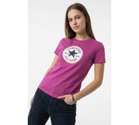 T-Shirt CONVERSE "CHUCK PATCH TEE", Damen, Gr. M, pink (shocking orchid), Obermaterial: 100% Baumwolle, Shirts T-Shirt, für Erwachsene, sportlicher Stil, Kurzarm, für Sport und Freizeit (63379403-M) s