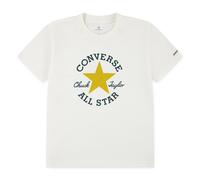 T-Shirt CONVERSE "CNVB DISSECTED CHUCK PATCH SS", Mädchen, Gr. 128, egret, sunny angle, Single Jersey, Obermaterial: 60% Baumwolle, 40% Polyester, Basic, Rundhals, Shirts T-Shirt, für Kinder (63111131