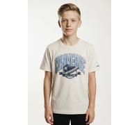 T-Shirt CONVERSE "CNVB VARCITY SS SNEAKER TEE", Jungen, Gr. S, beige (egret), Obermaterial: 60% Baumwolle, 40% Polyester, Shirts T-Shirt, mit Converse-Sneaker-Grafik im College-Stil (73126748-S) egret
