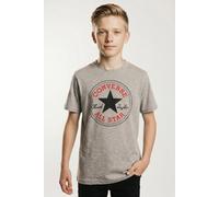 T-Shirt CONVERSE "CNVBN CHUCK PATCH TEE", Jungen, Gr. 3 (98), grau (dk grau heather), Obermaterial: 60% Baumwolle, 40% Polyester, normal, Rundhals, Shirts T-Shirt, für Kinder, mit kurzen Ärmeln, aus B