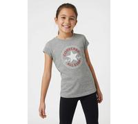 T-Shirt CONVERSE "CNVG TIMELS CHUCK PATCH TEE", Mädchen, Gr. 152/158 (XL), dk grau heather, Stoff, Obermaterial: 60% Baumwolle, 40% Polyester, normal, Rundhals, eingesetzt abgesteppt, Shirts T-Shirt,