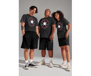 T-Shirt CONVERSE "CONVERSE GO-TO ALL STAR PATCH STANDARD-FIT T-SHIRT", Damen, Gr. XXS, schwarz, Single Jersey, Obermaterial: 100% Baumwolle, Rundhals, Shirts T-Shirt, Unisex (93365756-XXS) schwarz