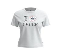 T-Shirt CONVERSE "I LOVE CHUCK TEE", Damen, Gr. L, weiß 10a, Obermaterial: 100% Baumwolle, normal, Rundhals, Shirts T-Shirt, mit Rundhalsausschnitt, aus Baumwolle, normale Länge (15448229-L) weiß 10a