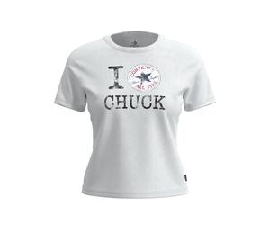T-Shirt CONVERSE "I LOVE CHUCK TEE", Damen, Gr. M, weiß 10a, Obermaterial: 100% Baumwolle, normal, Rundhals, Shirts T-Shirt, mit Rundhalsausschnitt, aus Baumwolle, normale Länge (15448229-M) weiß 10a