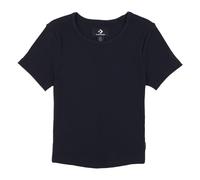 T-Shirt CONVERSE "RIBBED SLIM T-SHIRT", Damen, Gr. XXL (44), schwarz (converse schwarz), Jersey, Obermaterial: 95% Baumwolle, 5% Elasthan, unifarben, Rundhals, eingefasste Kante, Shirts T-Shirt (69128