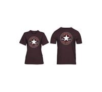 T-Shirt CONVERSE "UNISEX CONVERSE GO-TO ALL STAR PATCH LOGO STANDARD FIT T-SHIRT", Damen, Gr. XS, braun (rugged braun), Single Jersey, Obermaterial: 100% Baumwolle, Rundhals, eingesetzt normaler Saum,