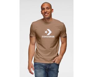 T-Shirt CONVERSE "UNISEX CONVERSE GO-TO STAR CHEVRON LOGO STANDARD FIT T-SHIRT", Damen, Gr. M, mushroom forage, Single Jersey, Obermaterial: 100% Baumwolle, Rundhals, eingesetzt normaler Saum, Shirts 