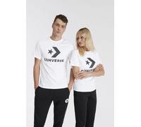 T-Shirt CONVERSE "Unisex GO-TO STAR CHEVRON LOGO STANDARD-FIT", Damen, Gr. L, schwarz-weiß (wss, schw), Single Jersey, Obermaterial: 100% Baumwolle, Rundhals, normaler Saum, Shirts T-Shirt, Unisex (66